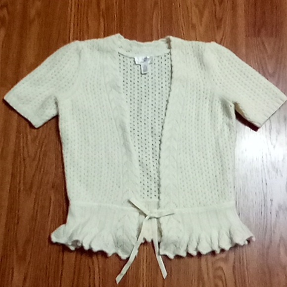 Loft extra small lamb wool Angora women's top cardigan crochet - Picture 1 of 9